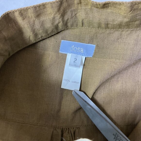 Dosa Brown Cotton Ruffle Button Front Popover Little Subhash Shirt 2 S - Picture 6 of 7